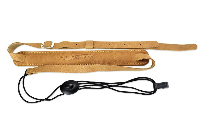 Walker & Williams U-74 Soft Leather Ukulele Strap Adjustable for Most Soprano Ukes