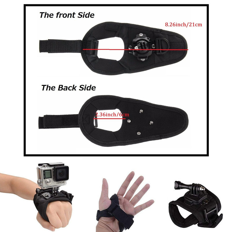 VVHOOY 360 Degree Glove Style Wrist Strap Mount with Screw Compatible with GoPro Hero 8 7 6 5/AKASO EK7000 Brave 4/Crosstour/Dragon Touch/Campark/APEMAN/Vantop Moment Action Camera