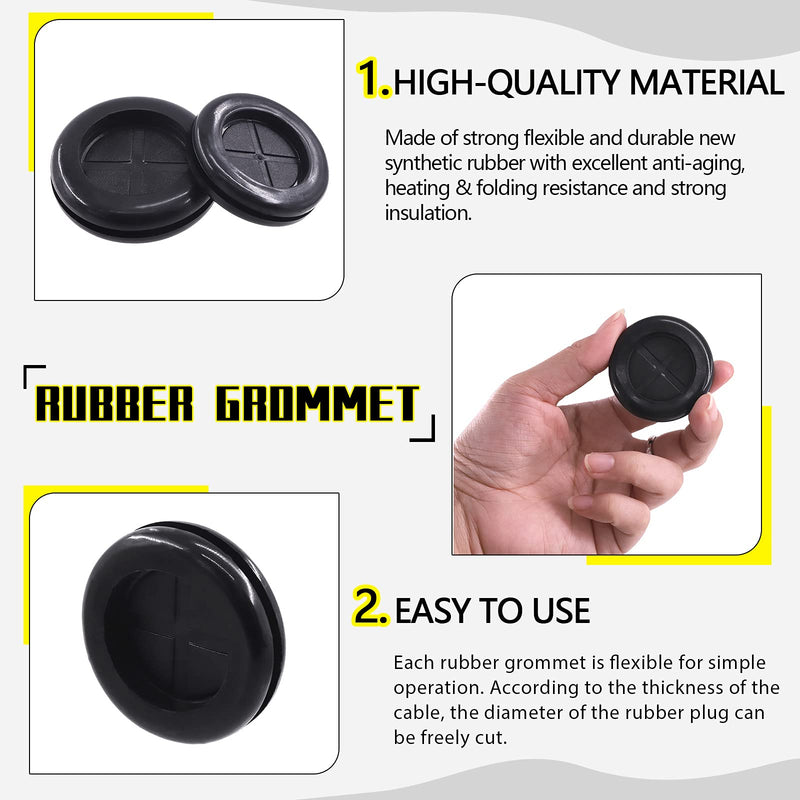 Mardatt 101 Pcs 8 Sizes Rubber Grommet Set, 16-38mm Double Sided Round Round Electrical Wire Gasket with Storage Box and Knife, Solid Ring Gasket Rubber for Cable Firewall Hole Plug Auto
