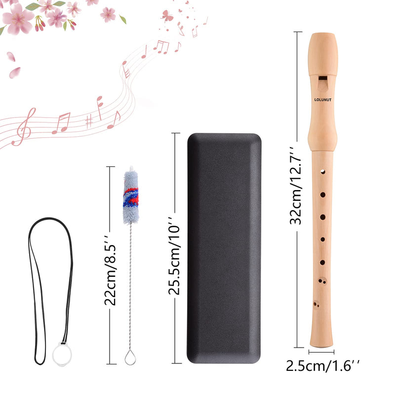 Baroque Recorder 8 holes,Soprano C Key Recorder Made of Maple Wood with storage Case,Fingering Chart and Cleaning Rod for Kids and Adults Beginners