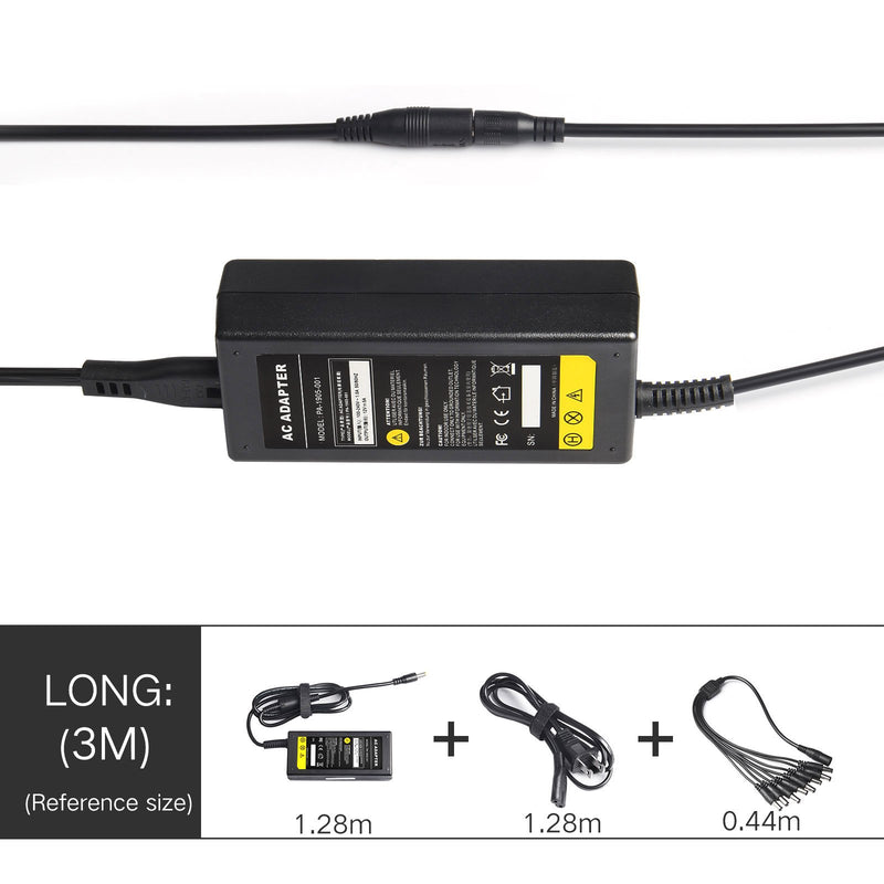 DC 12V 5A Power Supply Adapter with 8 Splitter Power Cable for Security Camera CCTV DVR Surveillance System