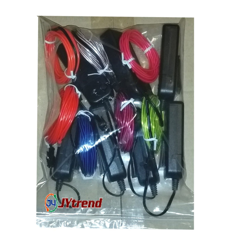 [AUSTRALIA] - 7 Pack - Jytrend 9ft Neon Light El Wire w/ Battery Pack (Green, Blue, Red, Orange, Purple, White, Pink) 