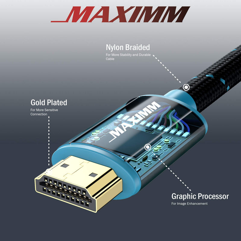 Maximm 4K HDMI Male to Female Extension Cable - 3 FT - 60Hz 48 Gbps-Premium High Speed Cable