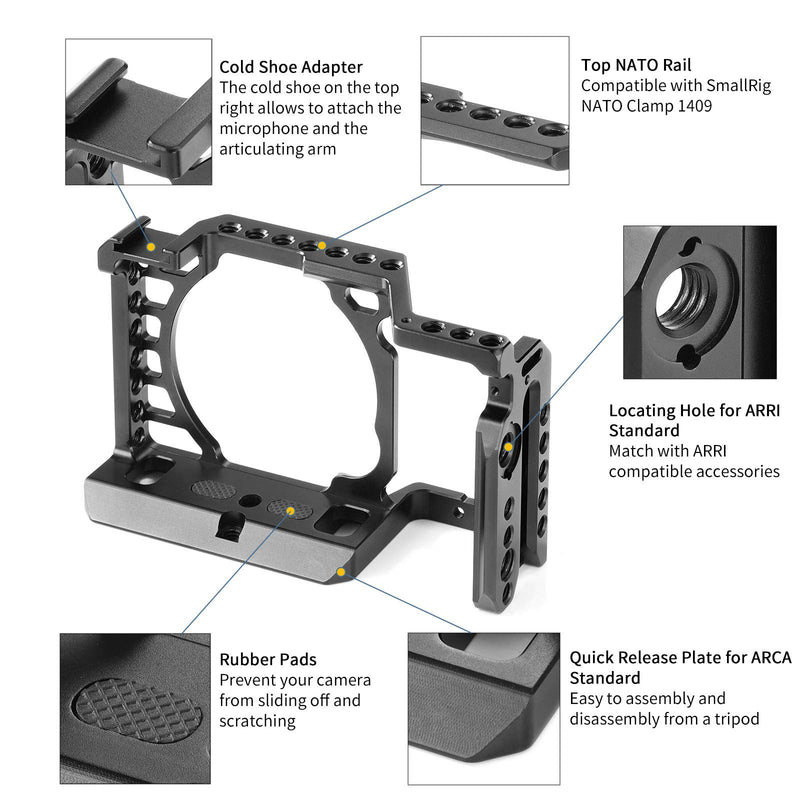 SMALLRIG Cage for Sony Alpha A6300 A6500/ILCE 6500 4K Digital Mirrorless Camera - 1889