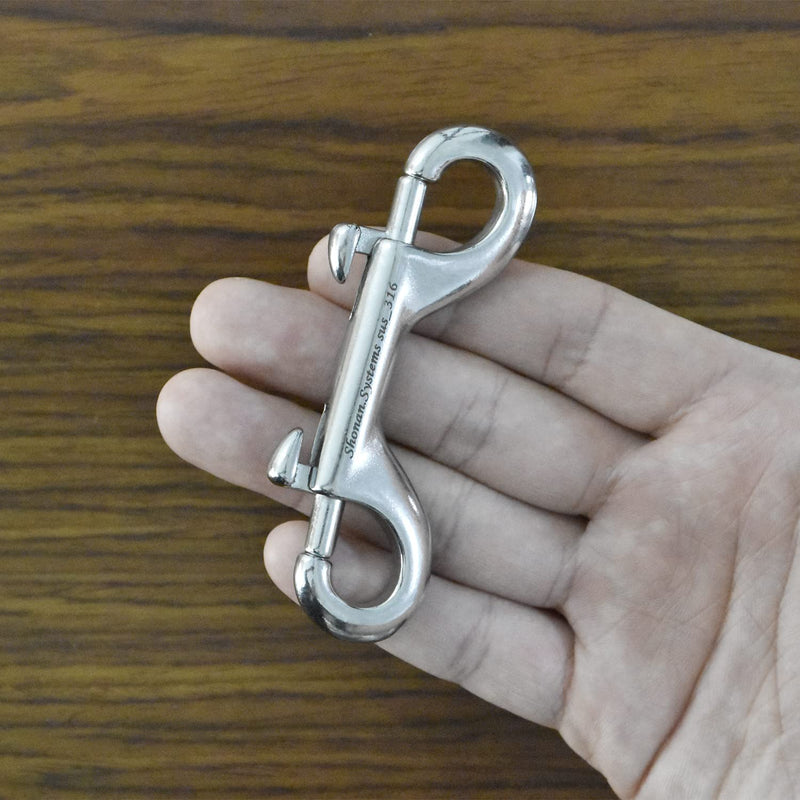 [AUSTRALIA] - SHONAN Double Ended Bolt Snap Hooks, 2 Pack Heavy Duty Stainless Steel 316 Double Ended Trigger Snaps, 3.5 Inch Marine Grade Metal Clips for Diving, Dog Leash, Key Chain, Horse Tack, Feed Buckets 3.5 Inch, 2 Pack, Double Ended 