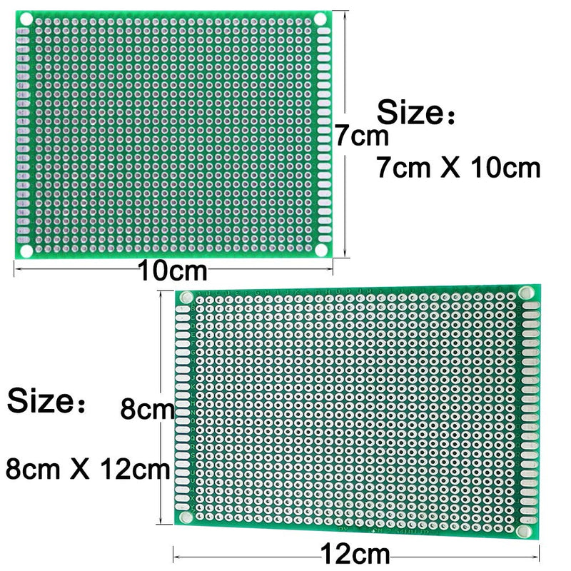 YUNGUI PCB Board,7x10cm 8x12cm Prototype Printed Circuit Board Soldering and Electronic Breadboard Kit(10 Pieces)