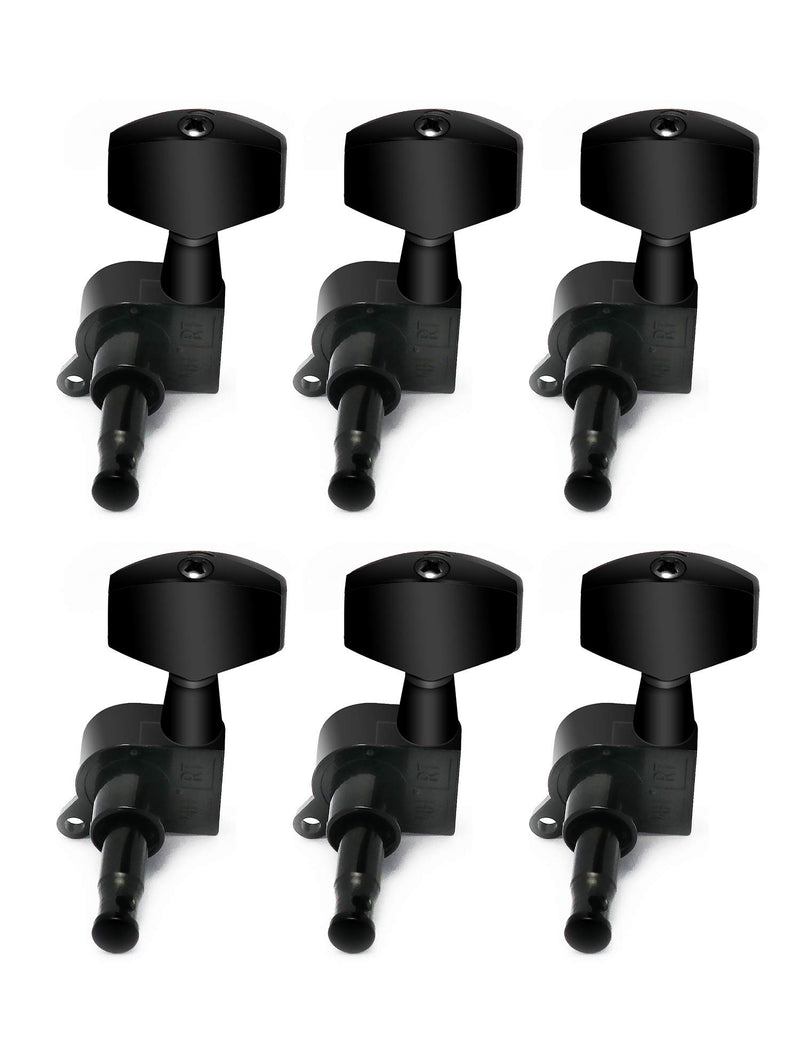 Metallor Sealed String Tuning Pegs Tuning Keys Machines Heads Tuners 6 In Line Right Handed Electric Guitar Acoustic Guitar Parts Replacement Black.