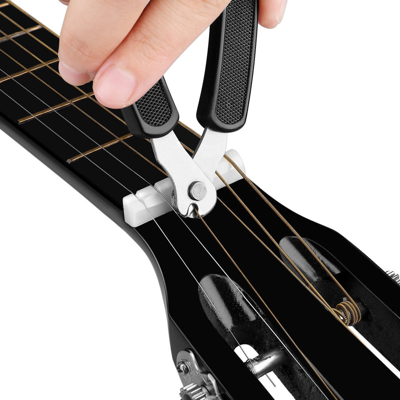 Flexzion String Peg Winder and Cutter - Bridge Pin Puller Remover Guitar Repair Tool Multifunctional 3 In 1 for Acoustic Guitar, Banjo, Mandolin, Ukulele Stringed Instruments Black 1 Pack
