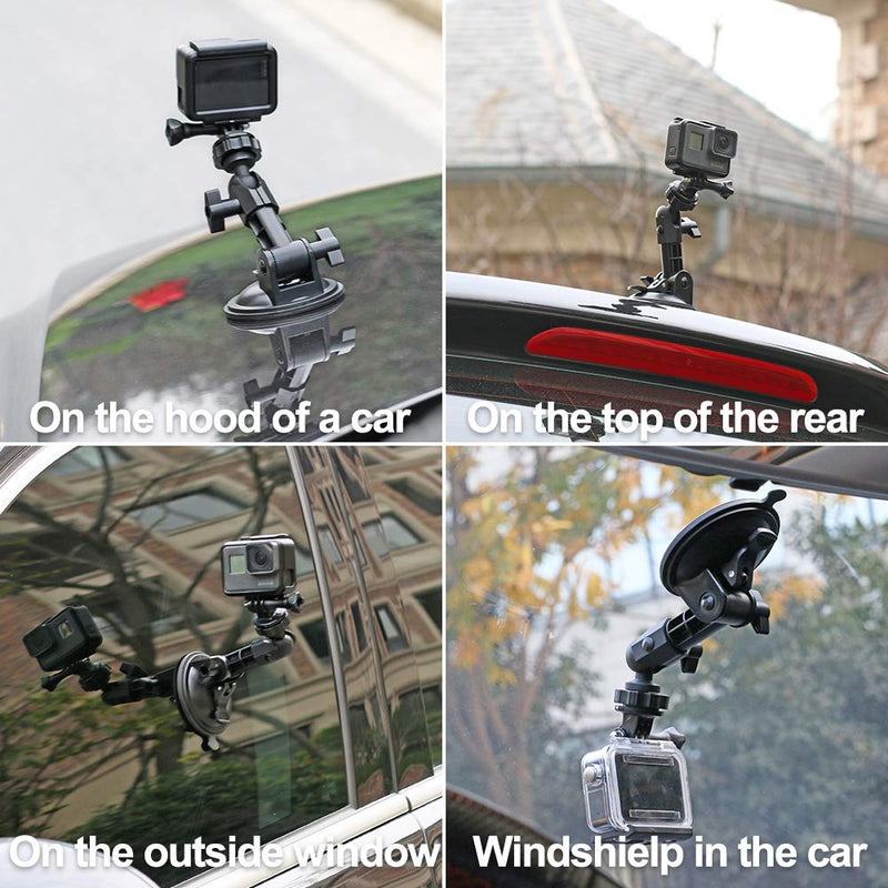 [AUSTRALIA] - Powerful Suction Cup Camera Car Mount with Tripod Adapter and Phone Holder for GoPro Hero 10/9/8/7/6/5 Black,4 Session,4 Silver,3+,iPhone,DJI Osmo Action,Samsung Galaxy,Google Pixel and More 