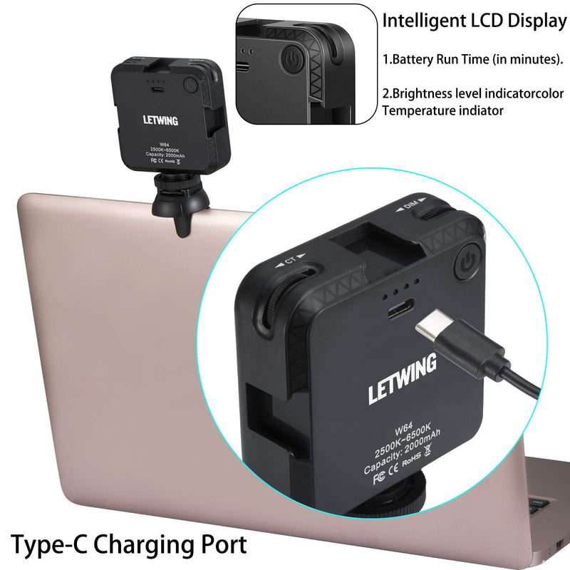 Video Conference Lighting Kit,LETWING W64 Glow Light for Streamers,Zoom Lighting,Remote Working,Lighting Accessory for Laptop,Dimmable & Rechargeable LED Video Fill Light with Computer Clip