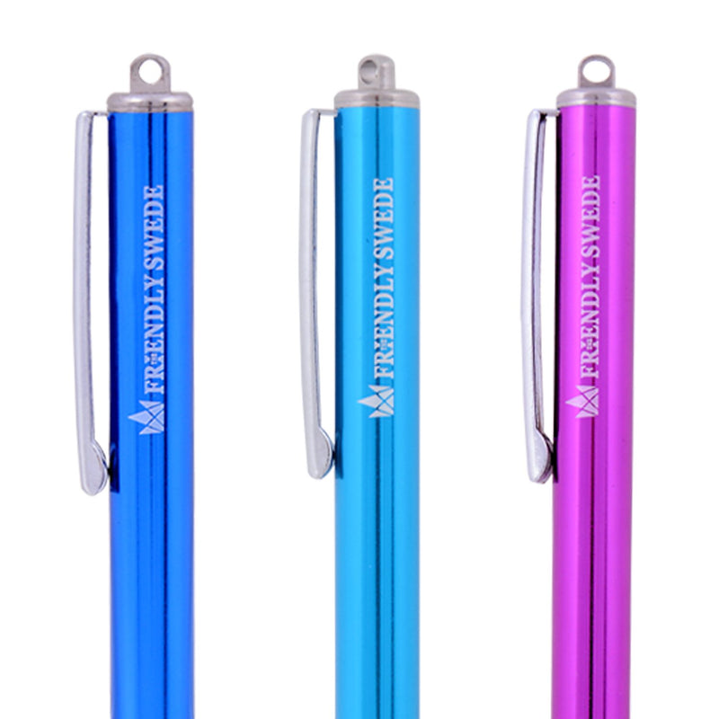 The Friendly Swede Extra Long Replaceable Fiber Tip Stylus 7.3" - 3 Premium XXL Micro-Knit Capacitive Stylus Pens + Elastic Tether Lanyards & Spare Tips (Purple + Dark Blue + Light Blue) Purple + Dark Blue + Light Blue