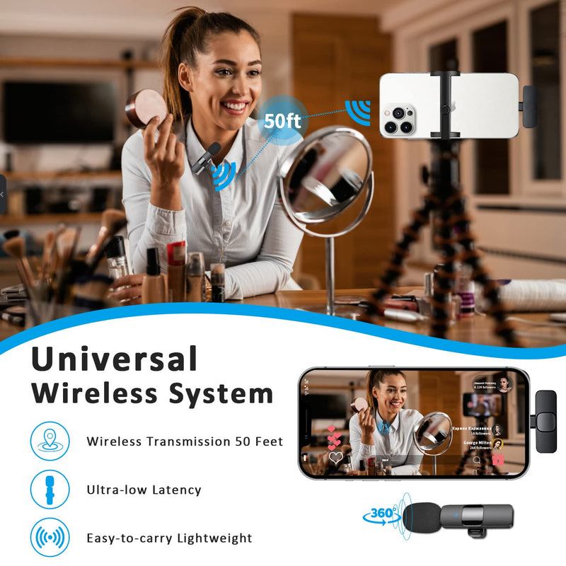 [AUSTRALIA] - Professional Wireless Lavalier Lapel Microphone for iPhone, iPad - Cordless Omnidirectional Condenser Recording Mic for Interview Video Podcast Vlog YouTube 