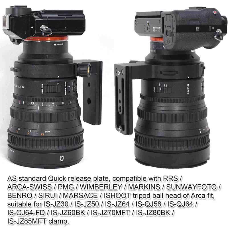 iShoot Lens Collar Support Compatible with Sony FE PZ 28-135mm f/4 G OSS SELP28135G, CNC Machined Lens Tripod Mount Ring, Bottom is ARCA Fit Quick Release Plate for ARCA-Swiss Type Tripod Ball Head