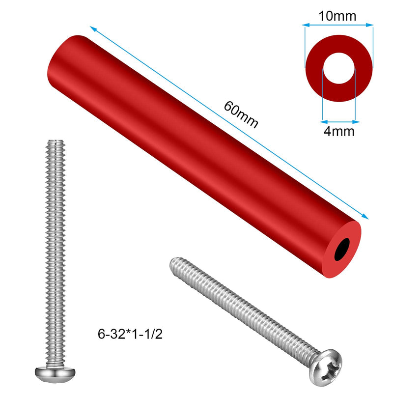 24 Pieces Electrical Outlet Extender Kit Include 12 Pieces Switch and Receptacle Screw Round Straight Tube and 12 Pieces Longer Screws for Fix Wonky and Sunken Outlets (Red)