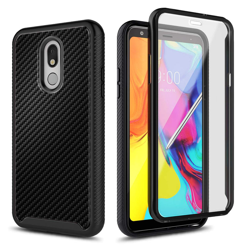 E-Began Case Compatible for LG Stylo 5 with [Built-in Screen Protector], LG Stylo 5V/Stylo 5X/Stylo 5 Plus, Full-Body Protective Rugged Bumper Cover, Shockproof Impact Resist Case -Carbon Fiber Carbon Fiber