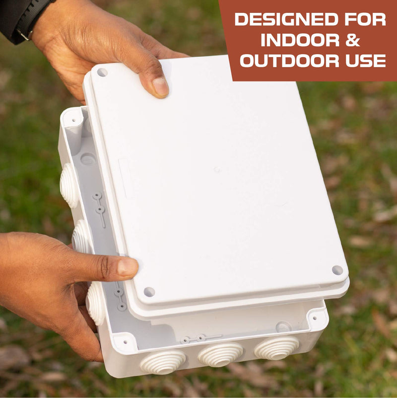 Outdoor Electrical Junction Box - Large 10 x 8 Inch Waterproof Plastic Box with Cover for Electronics Large Rectangular - 10" x 8"