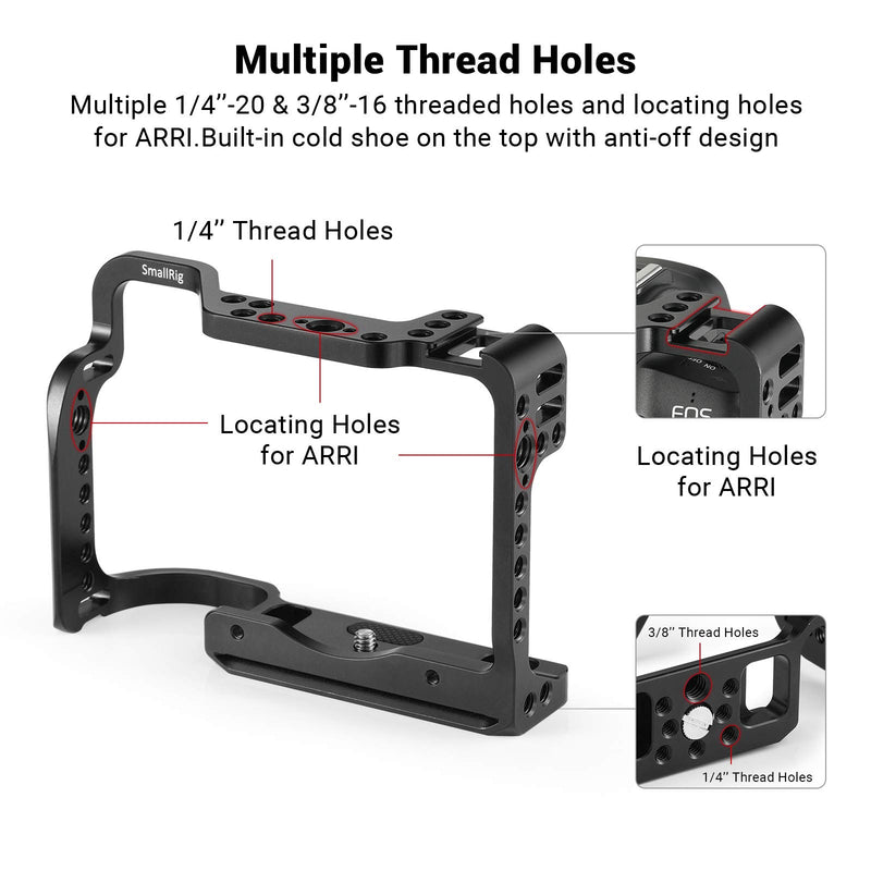 SMALLRIG Cage for Canon EOS M3 and M6 with Built-in Cold Shoe and NATO Rail(Not Compatible with M6 Mark II) - 2130