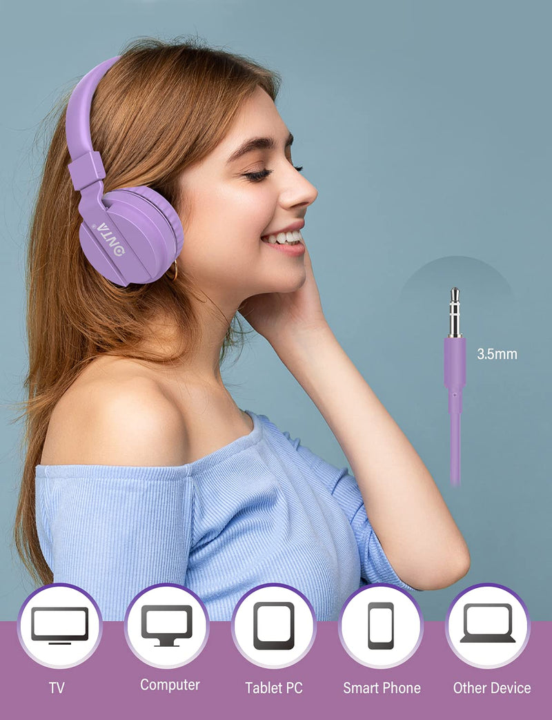 ONTA Kids Headphones for Boys Girls - Child Student Headset Wired plug Toddler Earphones School Teen on Ear for Ipad | Computer | Smart phone | Amazon Fire Tablet | Laptop | Plane Travel | Game purple