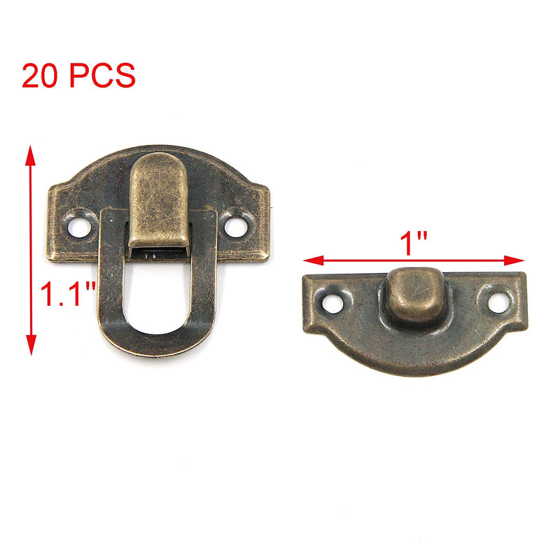 Geesatis 20 PCS Antique Bronze Hasp Latch Lock Buckle Hardware for Jewelry Boxes Metal Clip Clasp Vintage Hardware Latch Buckle with Mounting Screws