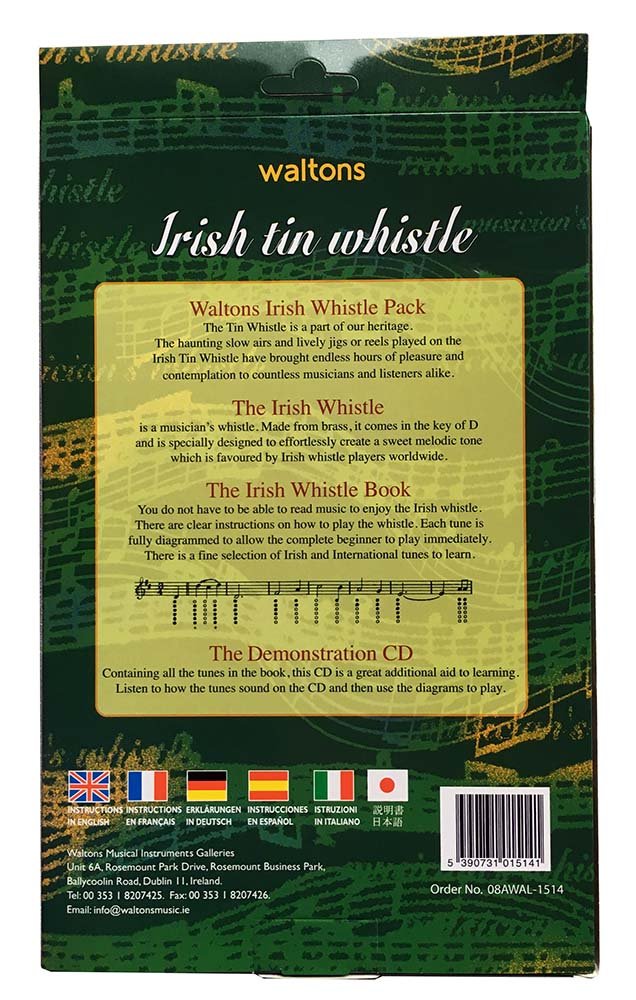 Waltons 1514M D Whistle CD Pack & 1521 Brass Irish D Whistle + Brass Irish D Whistle