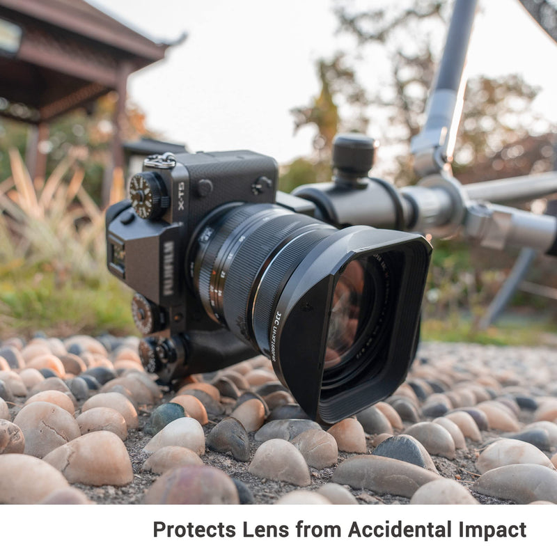JJC Metal Square Lens Hood for Fujifilm Fujinon XF 16-80mm F4 R OIS WR Lens on Fuji X-T5 X-T4 X-T3 X-T2 X-T30 II X-T20 X-T200 X-T100 X-S10 X-Pro3 X-Pro2 X-H2S X-H2 X-E4 X-E3 Camera with Lens Hood Cap