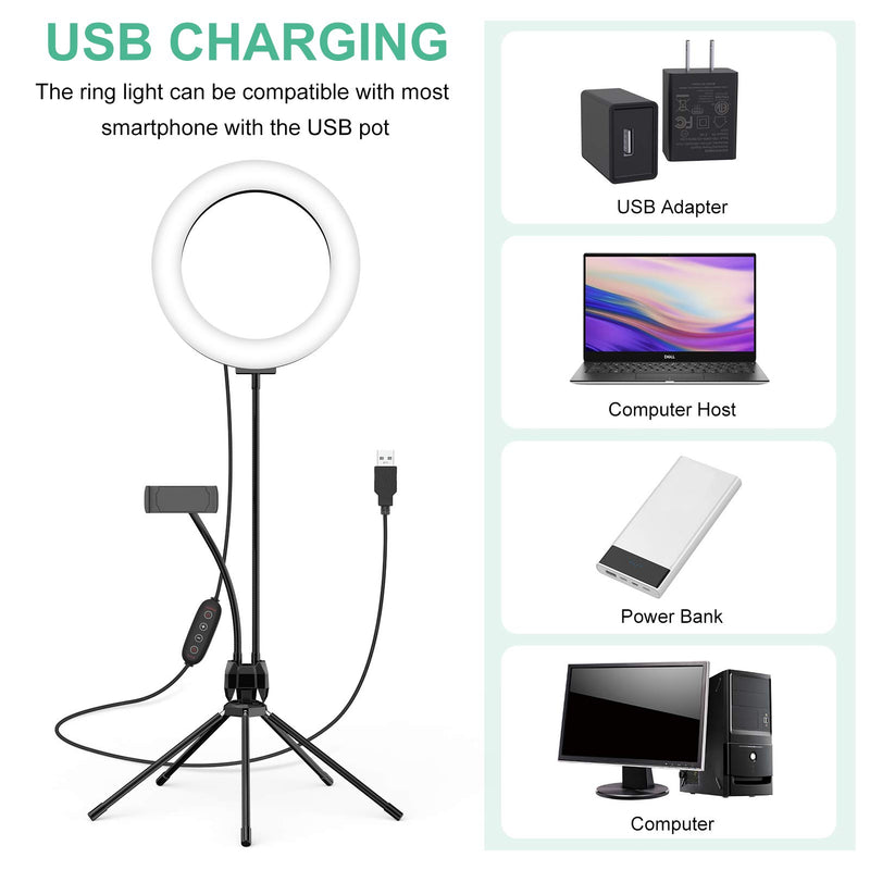 SEBIDER Selfie Ring Light, 8" RGB LED Ring Light with 5-arm Tripod Stand & Phone Holder, Dimmable Desk Makeup Ring Light with Bluetooth for Live Streaming & YouTube Video/TikTok/Photography 8 Inch