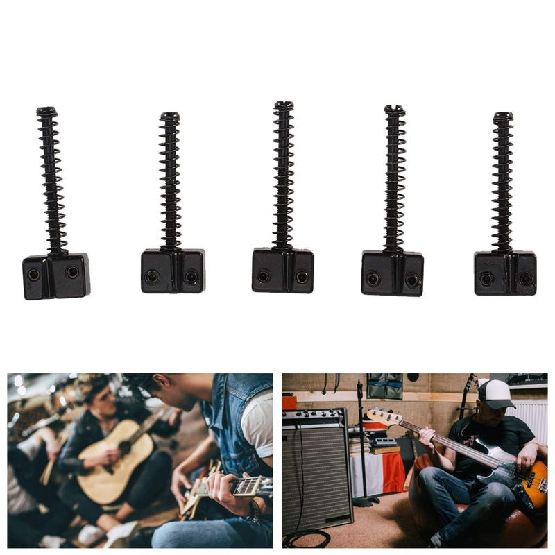 5Pcs Bass Bridge String Saddles Instrument Accessories for Bass Electric Guitar Replacement Part Spring Screws (Black) Black