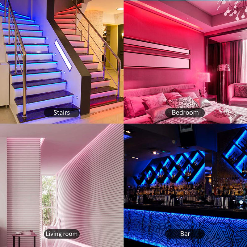[AUSTRALIA] - Delicacy 49.2ft LED Strip Lights Music Sync,Color Changing LED Light Strip 5050 RGB Bluetooth App Control,Sensitive Built-in Mic LED Tape Lights with Remote for Home TV Party Decoration 