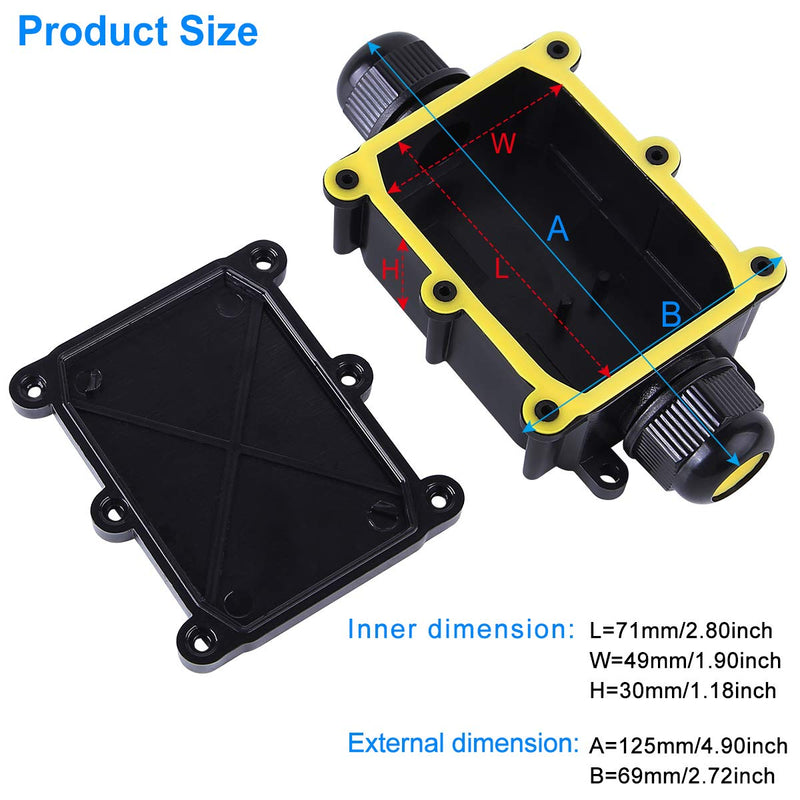 Waterproof IP68 External Junction Box, 2 Way Plug Line M20 Coaxial Cable Connector Wire Range 5 to 15mm Outdoor External Electric Power Cord Boxes Electrical Junction Box IP68 Junction Box5-15