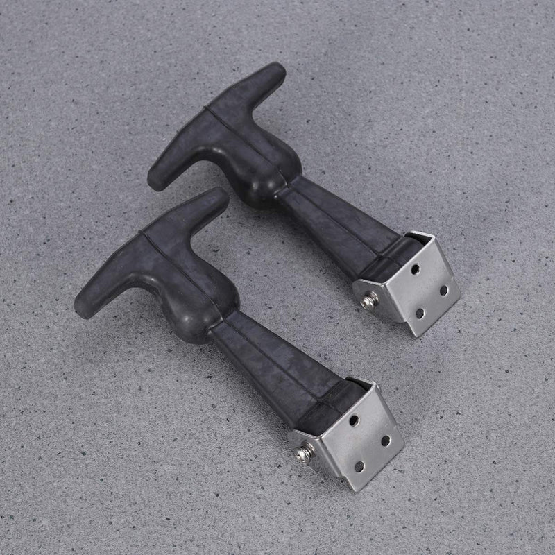 Baluue Catch Flexible T-Handle Hasp Elastic Stainless Steel Rubber Hood T-Handle Draw Latches T-Handle Hasp with Brackets for Tool Box, 2pcs