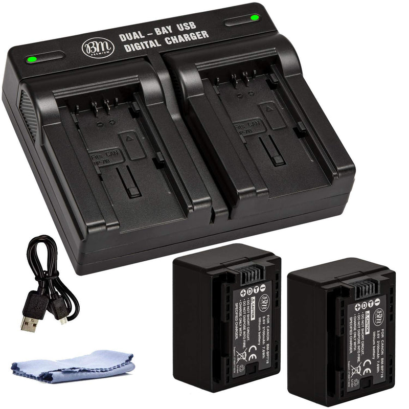 BM Premium 2 BP-718 Batteries and Dual Charger for Canon Vixia HFR80 HFR82 HFR800, HFR70, HFR72, HFR700, HFR32, HFR300, HFR40, HFR42, HFR400, HFR50, HFR52, HFR500, HFR60, HFR62, HFR600 Camcorder