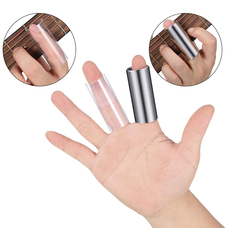 4 Pieces Guitar acrylic Slide Metal Stainless Steel Slide for Guitar Bass Slide, 2 Medium and 2 Small