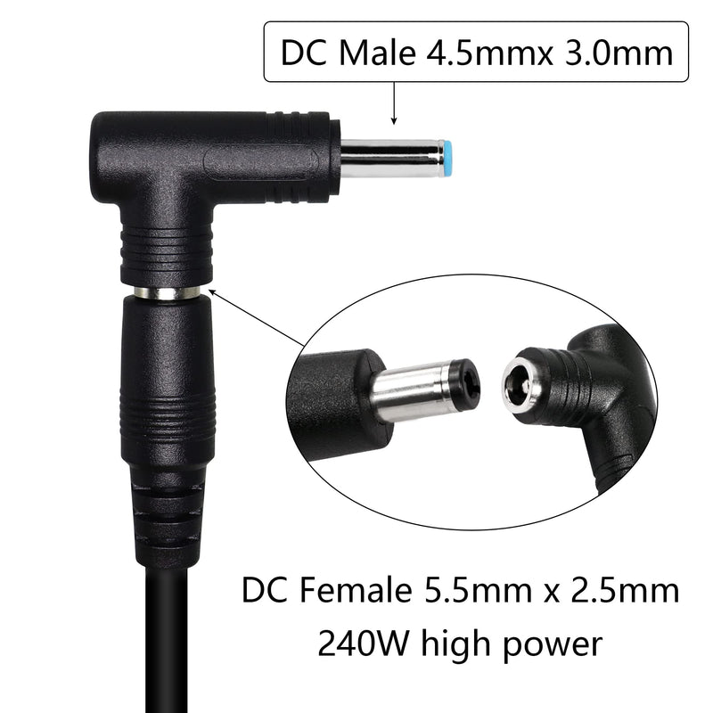 [AUSTRALIA] - RIIEYOCA 90 Degree 240 Watt DC Power Connector Adapter, 5.5mm x 2.5mm Female Plug to 4.5mm x 3.0mm Male Jack, for Laptop Power Connection Conversion (2-Pack) DC 5525 Female to 4530 mm Male 