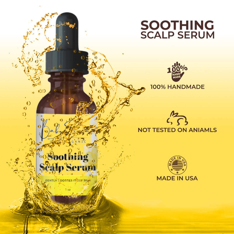 Baby Shea 100% Organic Soothing Scalp Serum, Intensive Hydration Itch Relief, Dry Scalp & Baby Scalp Eczema Relief, with Vitamin E Oil, Jojoba Oil, TeaTree, Colloidal Oatmeal 1oz