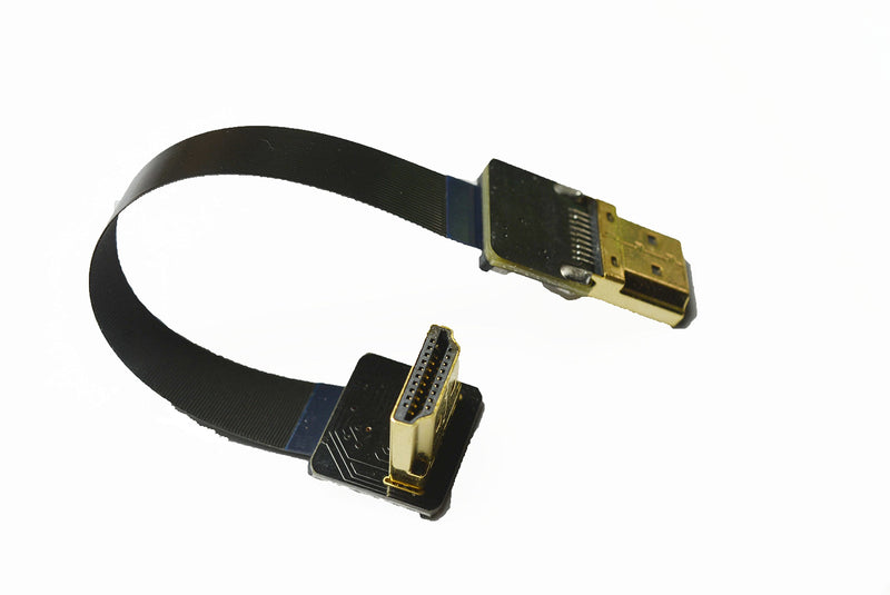 Black FPV HDMI Cable FFC Standard Full Normal HDMI Male to Standard HDMI Male 90 Degree for RED blackmagic BMCC Sony pxw FS7 Canon C300 (80cm) 80cm