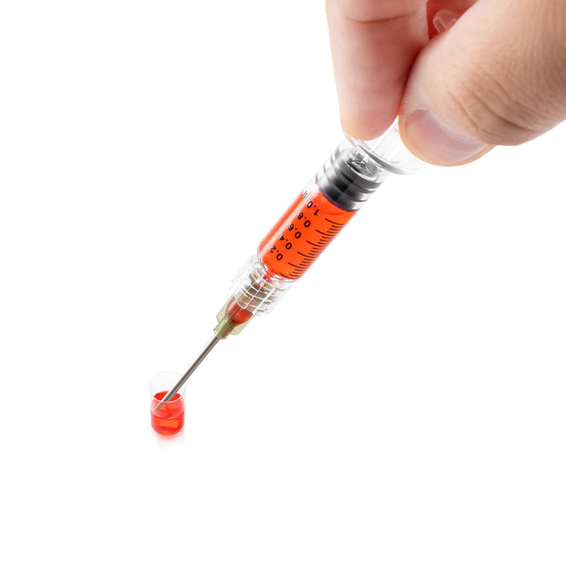 Kopperko 10 Pack Borosilicate Glass Luer Lock Syringe - 1ml Capacity Reusable, Heat Resistant Tube for Labs - Use for Thick Liquids, Glue, Lab, Ink - with Bonus 14GA Blunt Tip Non-Hypodermic Needles