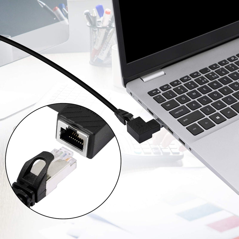[AUSTRALIA] - RIIEYOCA 90 Degree Ethernet Adapter,Left Angle RJ45 Male to Female Extension Cat6 LAN Network Connector,for Computers, Laptops, Routers(2-Pack) Left Angle 
