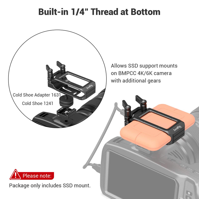 SMALLRIG Mount Bracket SSD Holder for LaCie Rugged SSD Compatible with SMALLRIG Cage for BMPCC 4K & 6K, Sigma FP, and Z CAM - 2814