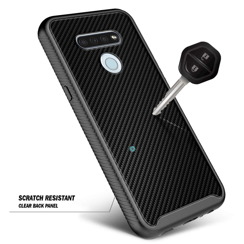 E-Began Case Compatible for LG Stylo 6 with [Built-in Screen Protector], Full-Body Shockproof Protective Rugged Black Bumper Cover, Impact Resist Durable Case -Carbon Fiber Carbon Fiber