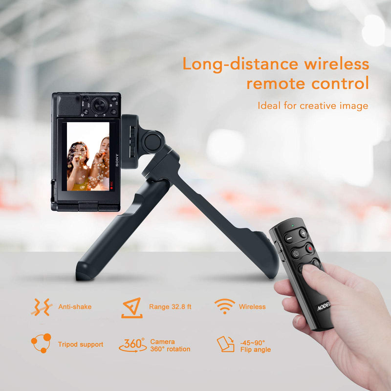 AODELAN Mini Shooting Grip and Tripod with Wireless Remote Shutter for Sony ZV-E10 ZV-1 A7SM3 A7C A7RIV 9 7RIV 7RIII 7III RX0II RX100M7 Camera for Still Photo and Video Recording, Replace GP-VPT2BT