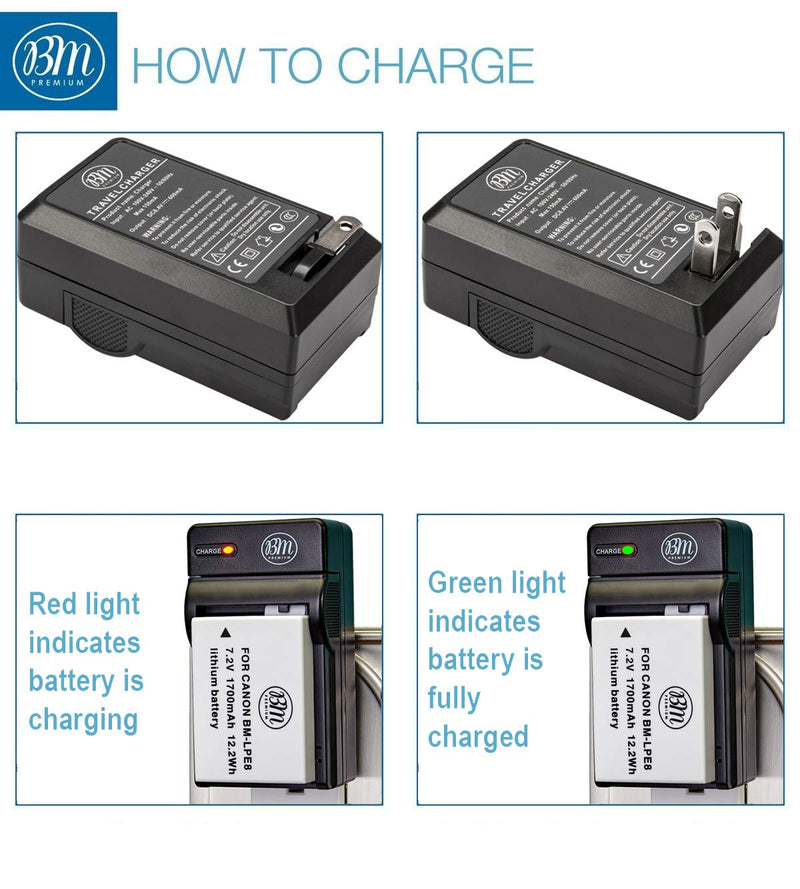 [AUSTRALIA] - BM Premium 4 Pack of LP-E8 Batteries and Battery Charger for Canon EOS Rebel T2i, T3i, T4i, T5i, EOS 550D, EOS 600D, EOS 650D, EOS 700D DSLR Digital Cameras 