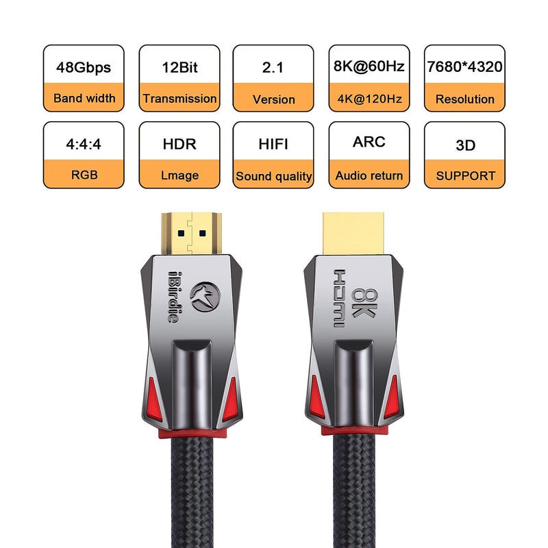 8K HDMI 2.1 Cable 8 Feet 8K60hz 4K 120hz 144hz HDCP 2.3 2.2 eARC ARC 48Gbps Ultra High Speed Compatible with Dolby Vision Atmos PS5 PS4, Xbox One Series X, Sony LG Samsung, RTX 3080 3090 8Feet