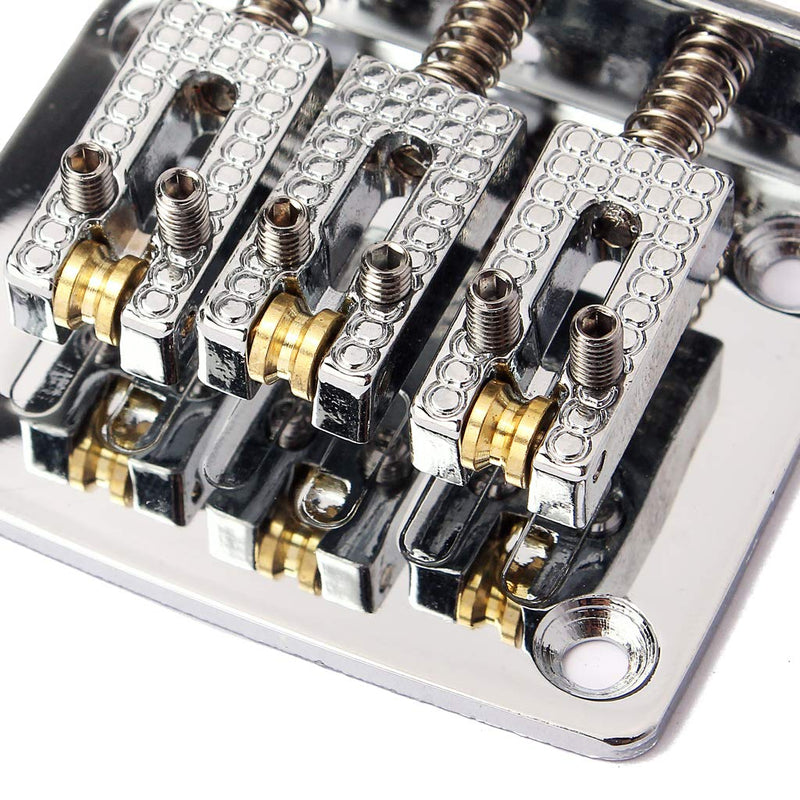 Alnicov Cigar Box Guitar Parts: 3-string Chrome Hard-tail Adjustable Bridge