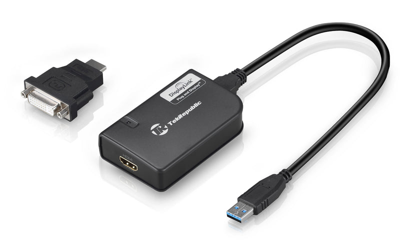Tek Republic TUA-300 USB 3.0 to HDMI/DVI Adapter for PC & Mac up to 2560x1440/ 1920 x 1200