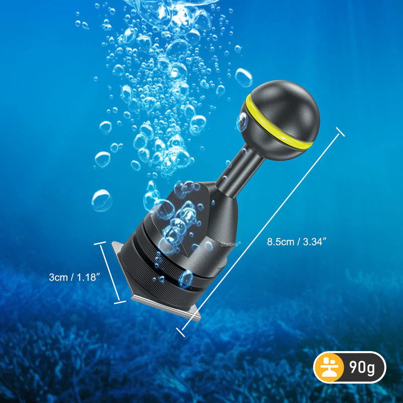 Seafrogs YS Head Diving Cold Shoe Adapter, Underwater Photography Light System Base Torch Holder Connecter for All Seafrogs Housings Case Ball Mount Head