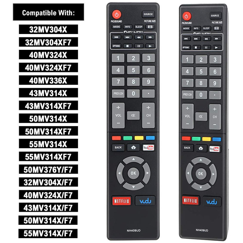 Gvirtue New NH409UD Replacement Remote Control fit for Magnavox LED Smart HDTV TV Sub NH419UD NH400UD NH402UD NH404UD NH405UD NH401UD NH410UP  NH410UD NH416UP NH424UP NH425UD  (1- Pack only)