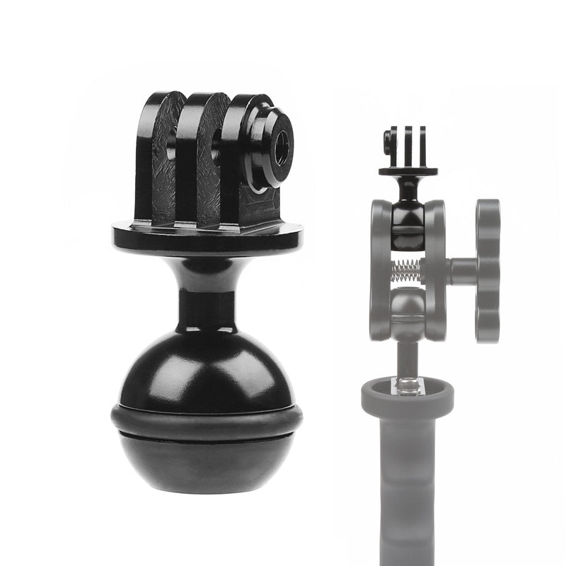 [AUSTRALIA] - QKOO Aluminum Ball Mount for GoPro Hero 10 9 8 Max 7 (2018) 6 5 4 3 Black Silver Session, Osmo Action, AKASO, SJCAM - Ball Head Mount Adapter (1-Inch Diameter Ball) with 3/8'' Screw Hole + Thumb Screw 