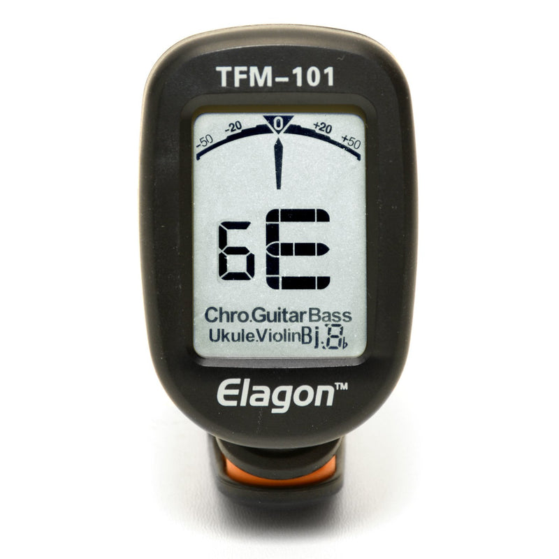 Elagon (TFM-101) Clip-On Multi-Instrument Tuner, Clear Display, 9 Tuning Modes for Various Instruments: Electric and Acoustic Guitars, Chromatic Tuning for all Non-Standard Tuning, Tuning for Bass, Ukulele, Banjo, Violin, F Key Instruments (e.g. horn, ...