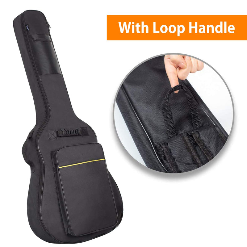 CAHAYA 41 Inch Acoustic Guitar Bag 0.35 Inch Thick Padding Waterproof Dual Adjustable Shoulder Strap Guitar Case Gig Bag with Back Hanger Loop, Black