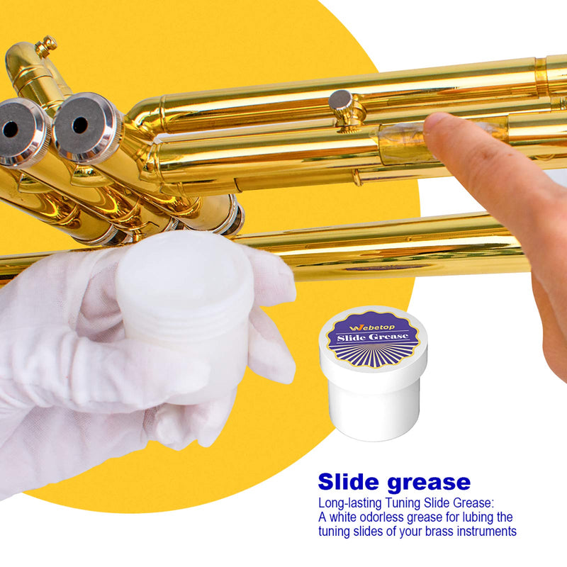Webetop Trumpet Cleaning Kit, Care Your Trumpet with Valve Oil, Brass Polishing Spray, Slide Grease, Brushes